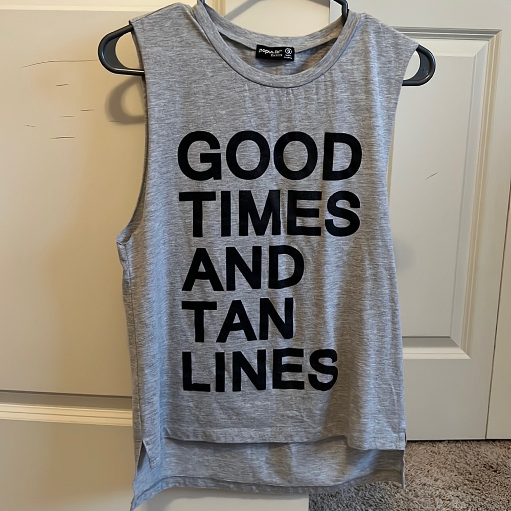 Good times and tan lines grey muscle tee